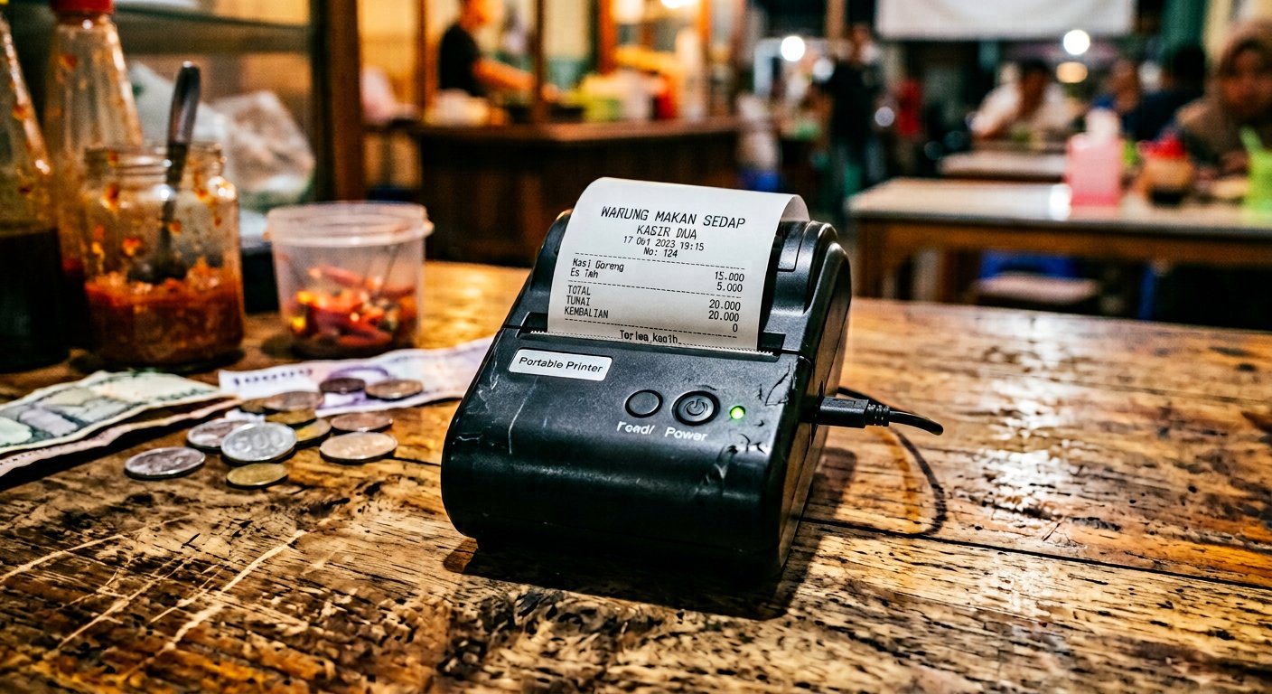 Printer thermal 58mm di meja warung